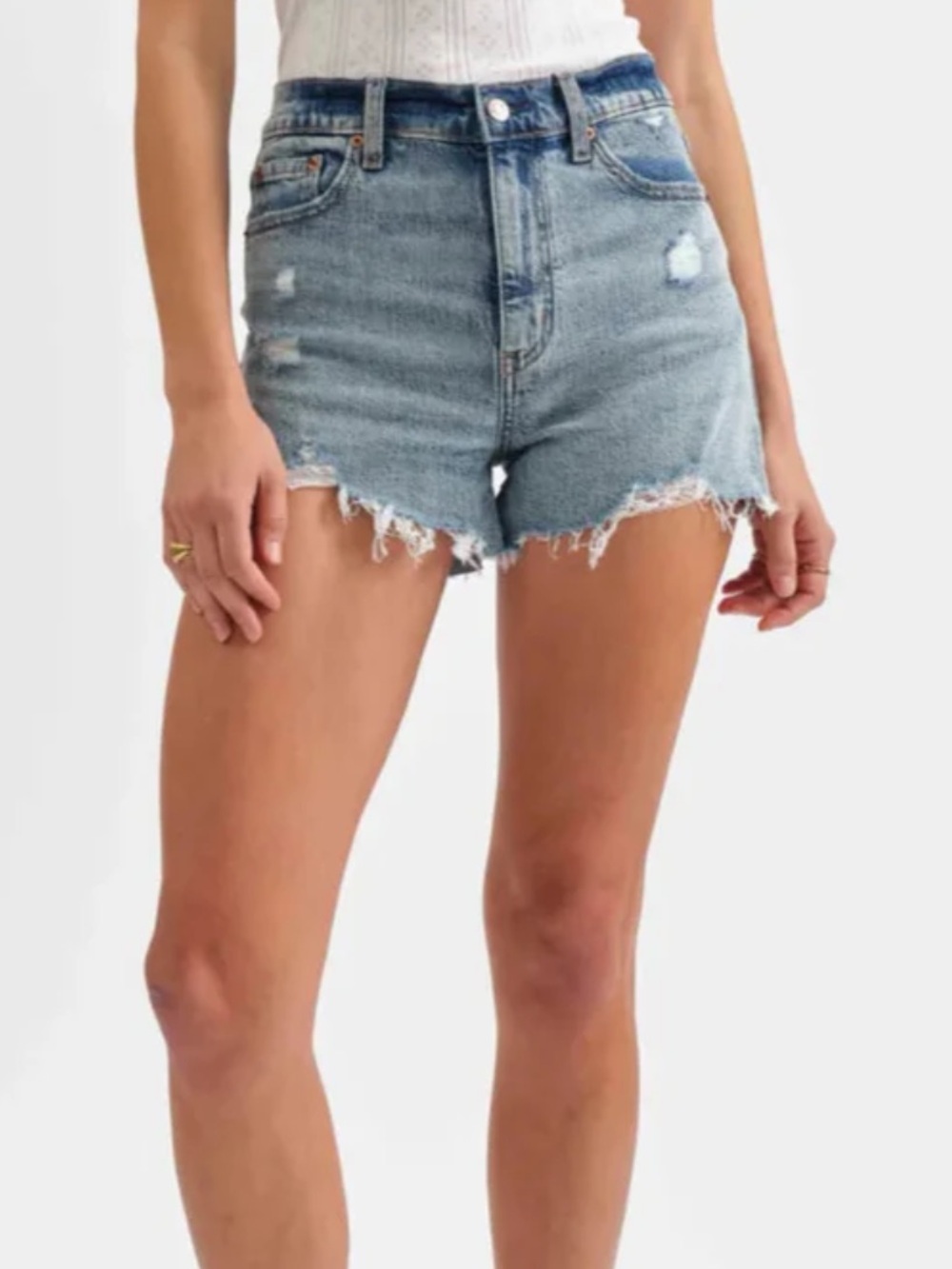 Daze Troublemaker Denim Distressed Shorts in Just Kissed Blue Size 28